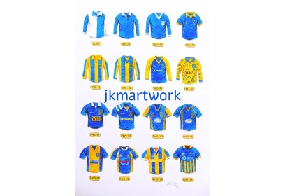 Shrewsbury Town FC Retro Shirts Wall Art Print